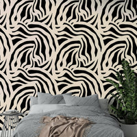 The Painted Wavy Lines Wallpaper on a feature wall.
