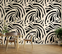 The pattern is shown in a contemporary bedroom setting.
