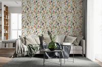 Feminine cheerful colors feature in Berry Bloom Meadow accent wall.