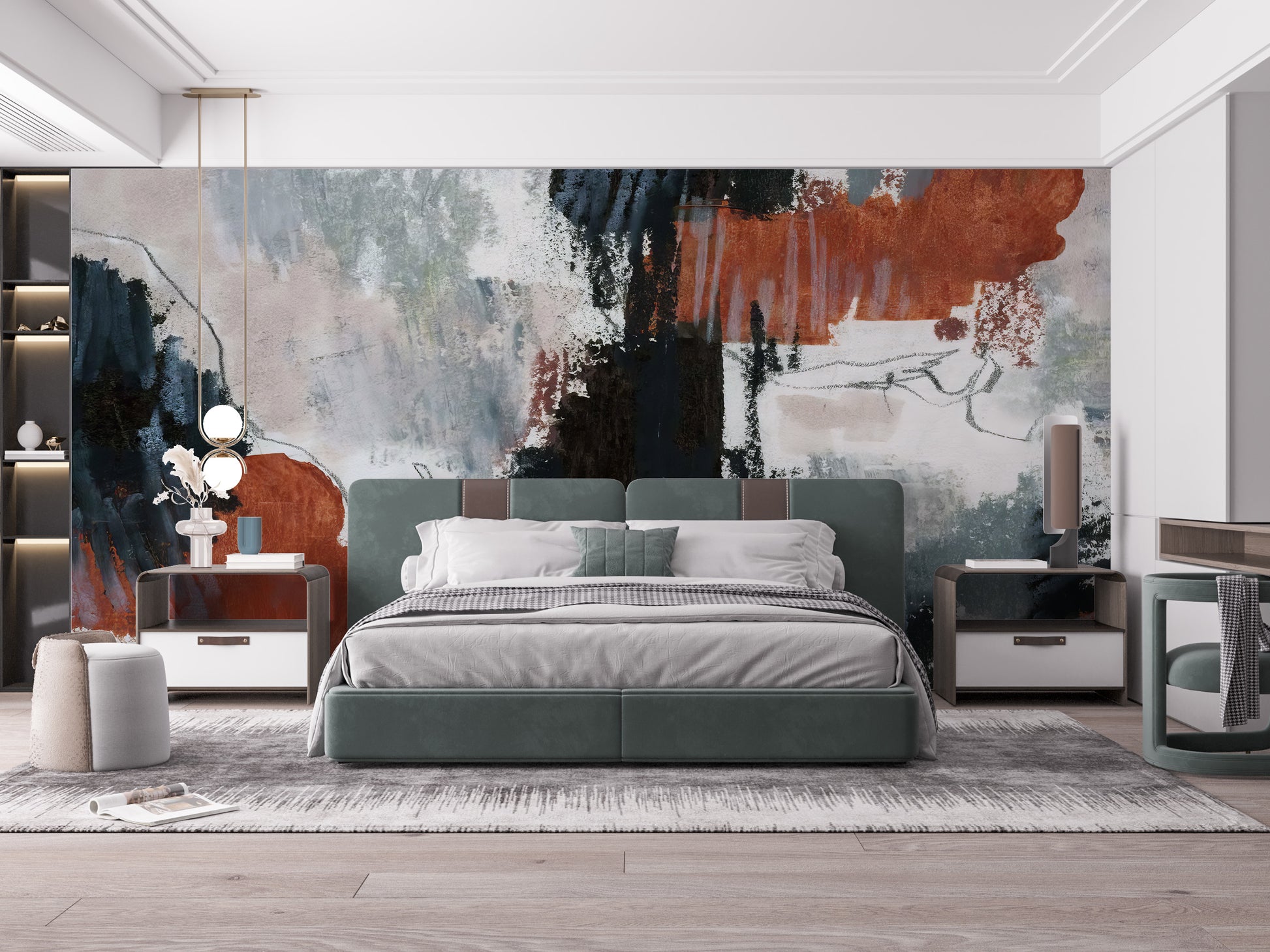 Brushstroke Art Wallpaper for Bedroom Decor