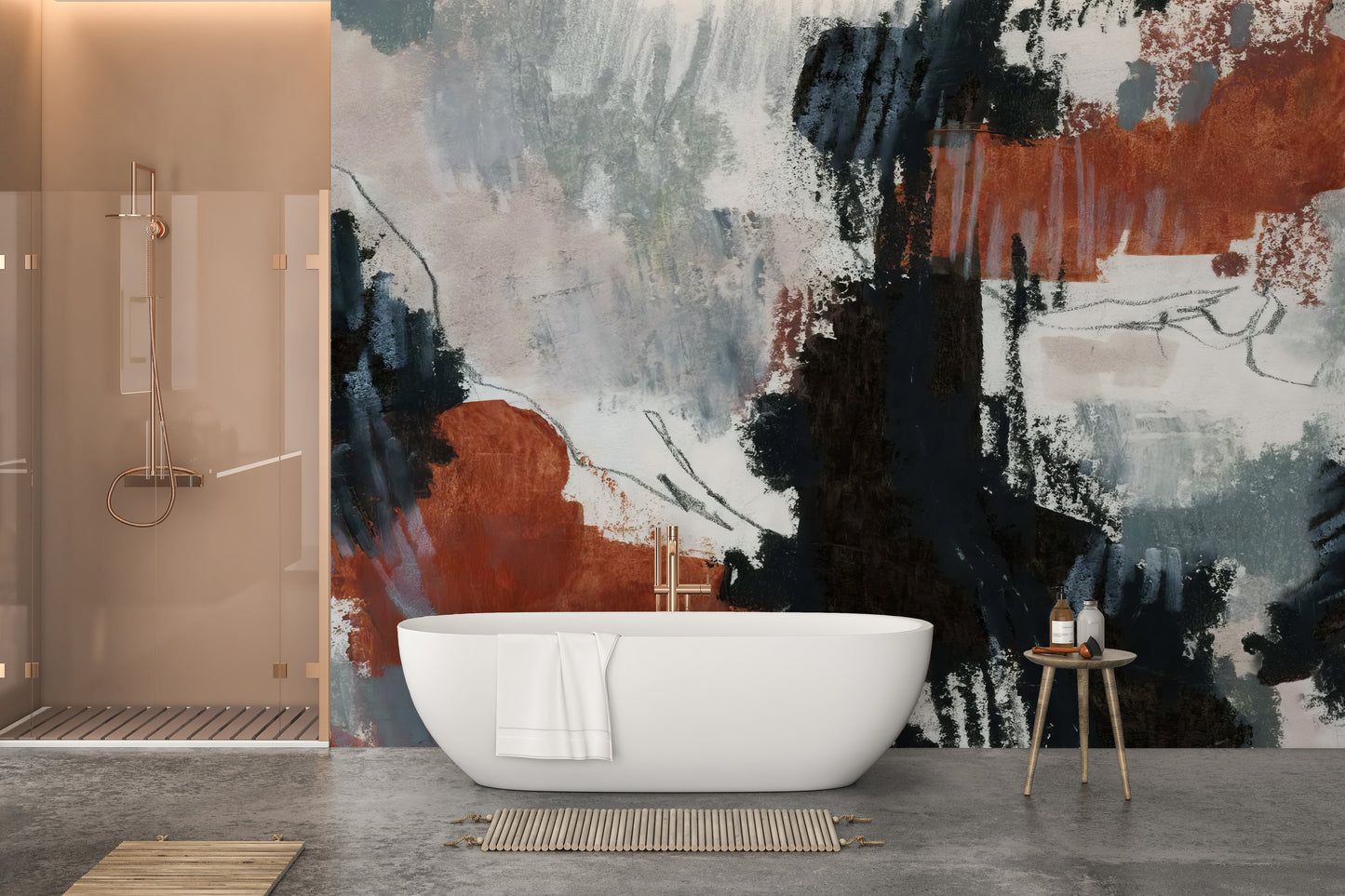 Brushstroke Art Wallpaper Mural Bathroom