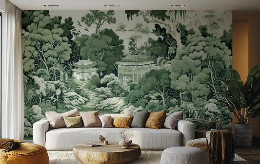 Zielony mural na ścianie ogrodu