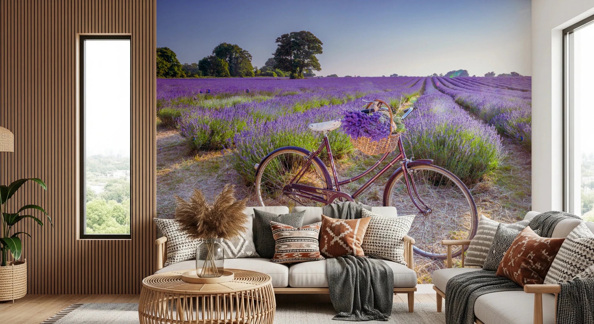 Bicycle in Lavender field Wall Mural