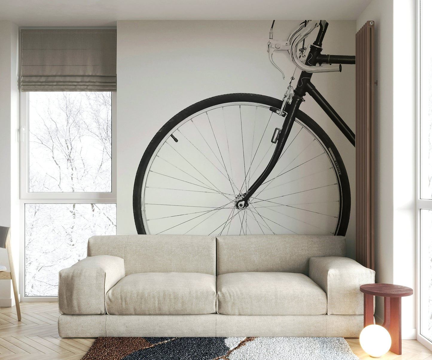 Bicycle wall mural with vintage bike design

