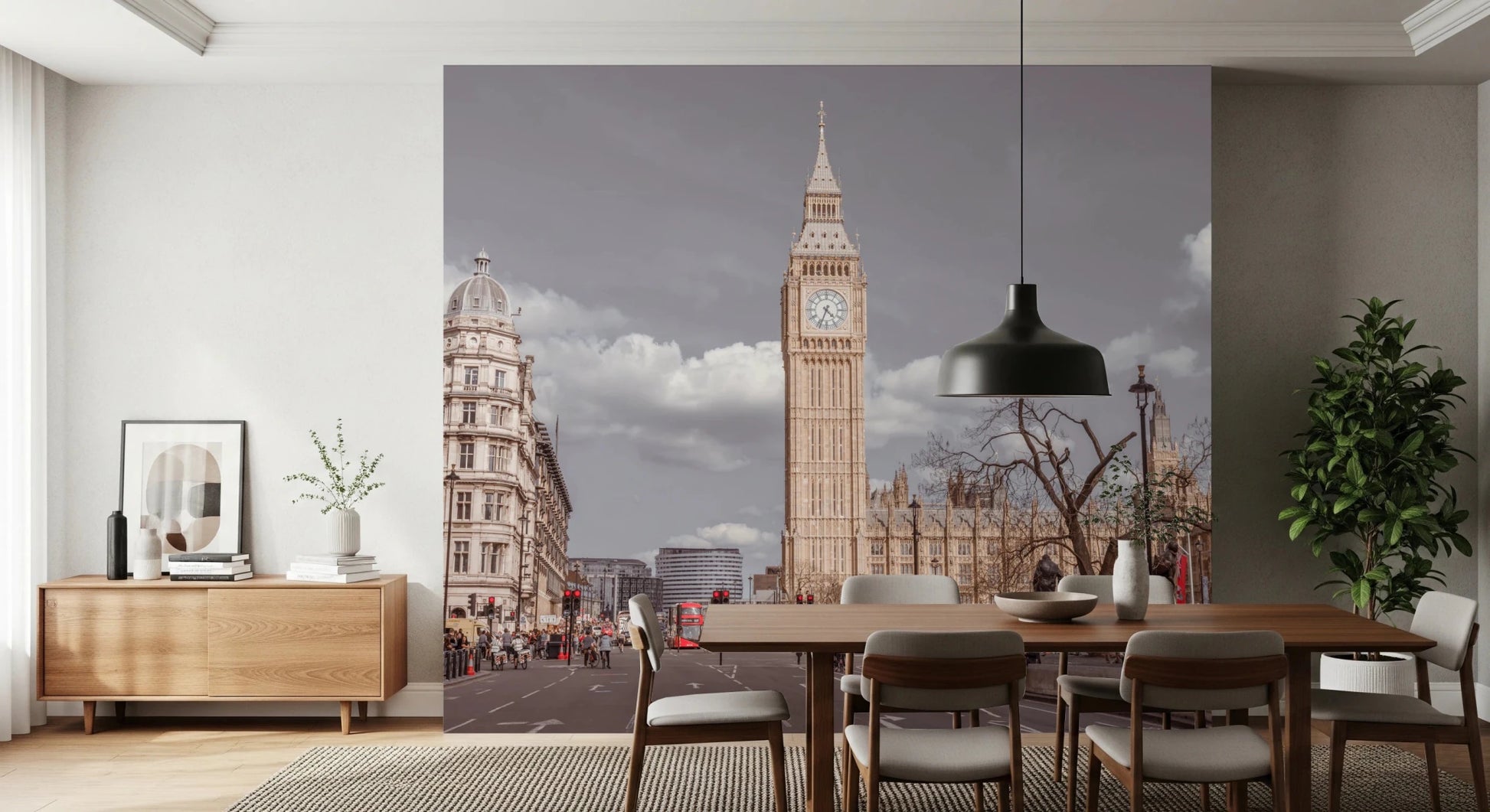 Famous clock tower landmark displayed as a realistic dining area wall mural.