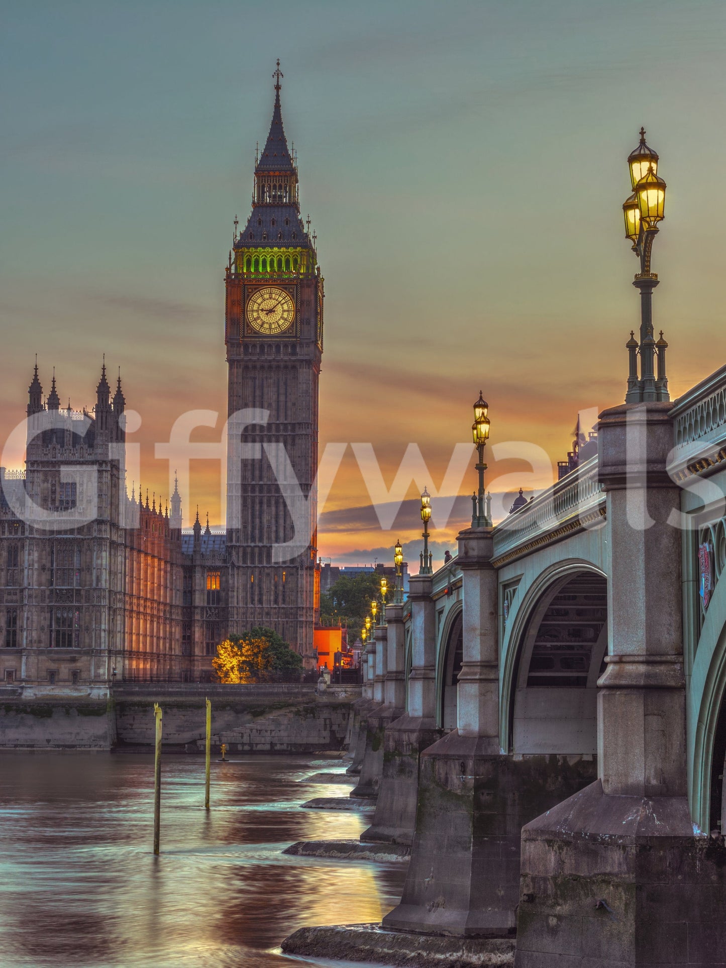 Clock tower Wall Mural