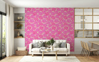 Vibrant hydrangea clusters detail this stylish wallpaper.