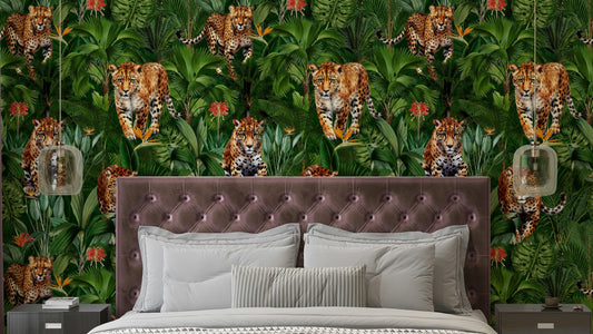 Big Cats of the Jungle wallpaper featuring tigers, lions, and leopards

