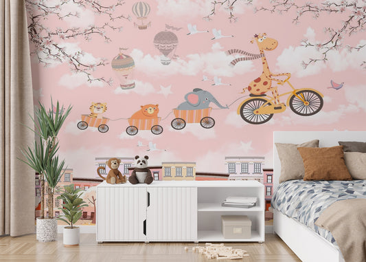 Animal-themed wallpaper for kids' nursery
