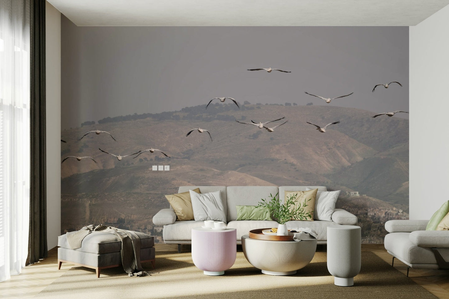 The mural covers a significant wall area.
