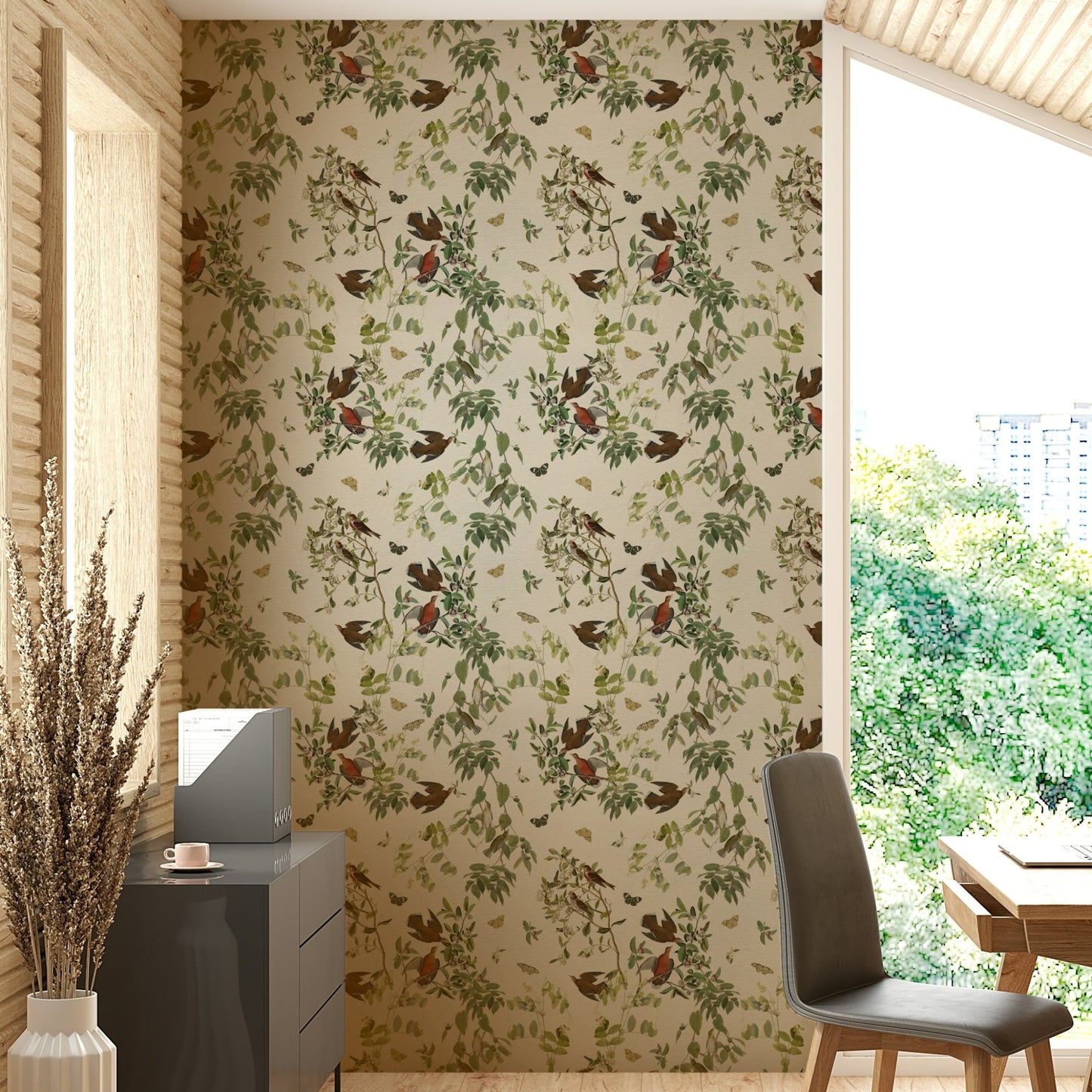 Nature-inspired wallpaper with branches

