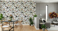 Beautiful Winter Berries Watercolor wallpaper, realistic drawing of songbirds.