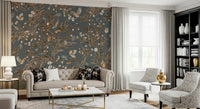 Soft watercolor mural of birds and flowers evoking calm and natural elegance