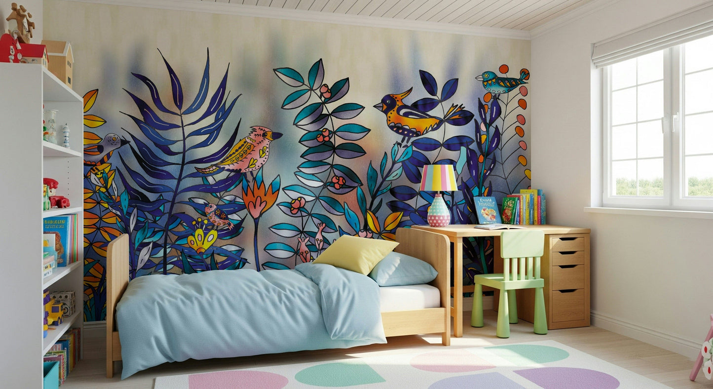 Enchanted Birds Forest Wall Mural