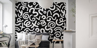 Black and white abstract wallpaper pattern seamless repeat view