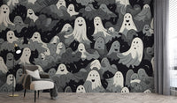 Black and White Wallpaper with ghostly charm