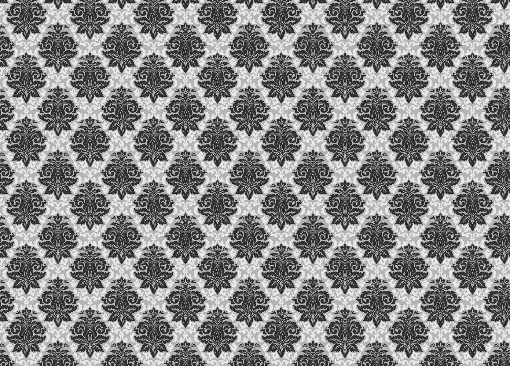 Schwarz -Weiß -Damask Wallpaper Wandbild