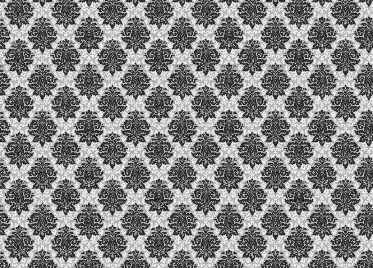 Sort / hvid damask tapet vægmaleri in your room — zoomed