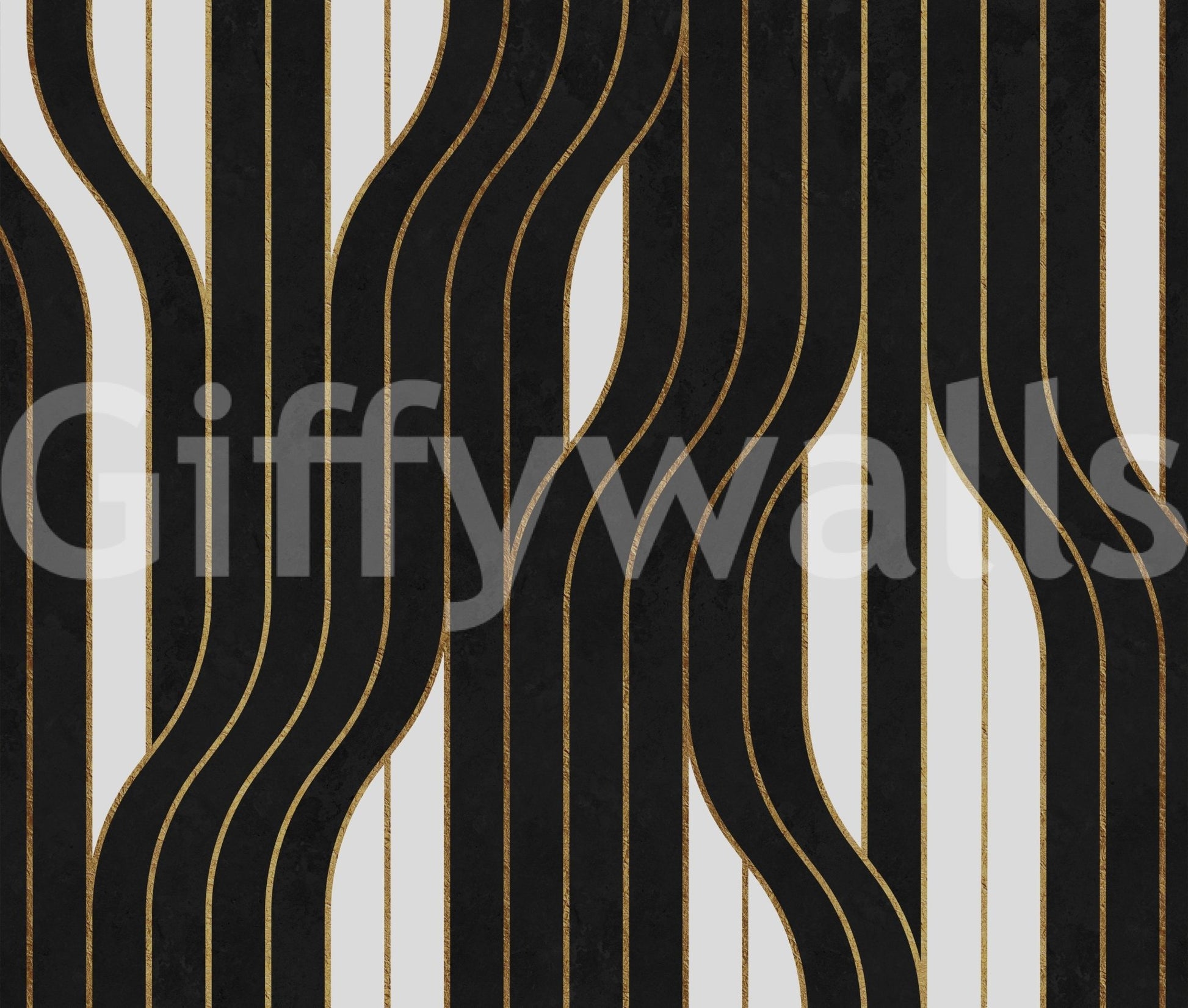Black and white luxury lines mural adding texture to walls

