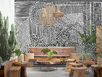 Black And White Maze Wall Mural