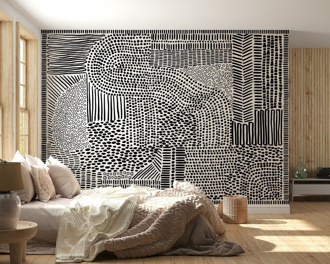 Black And White Maze Wall Mural