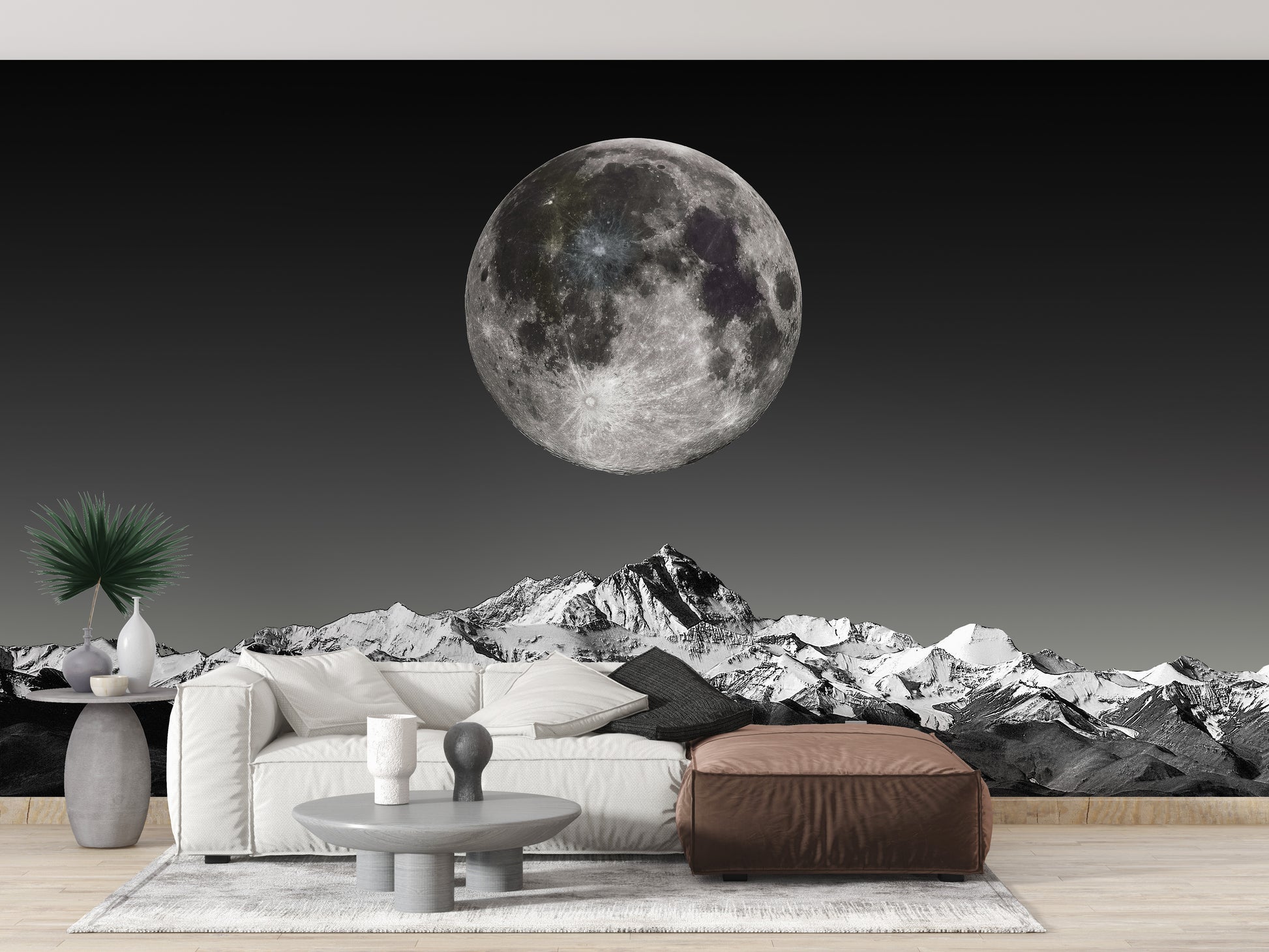 Black and White Moonlight Wallpaper Mural - Giffywalls