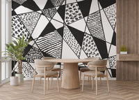 Modern black and white mural 
