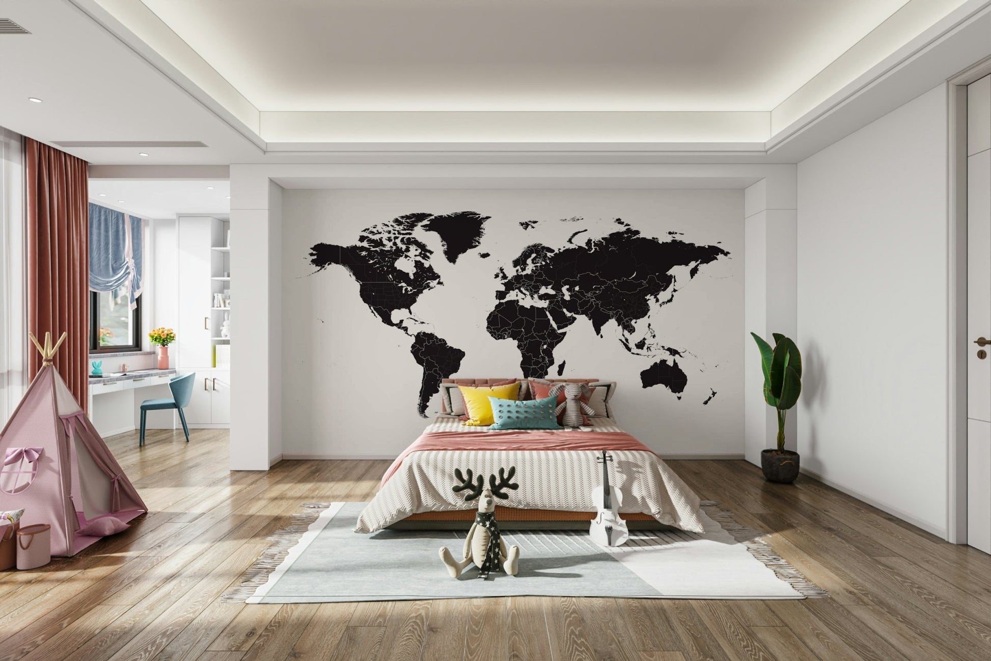 Stylish world map wallpaper for walls

