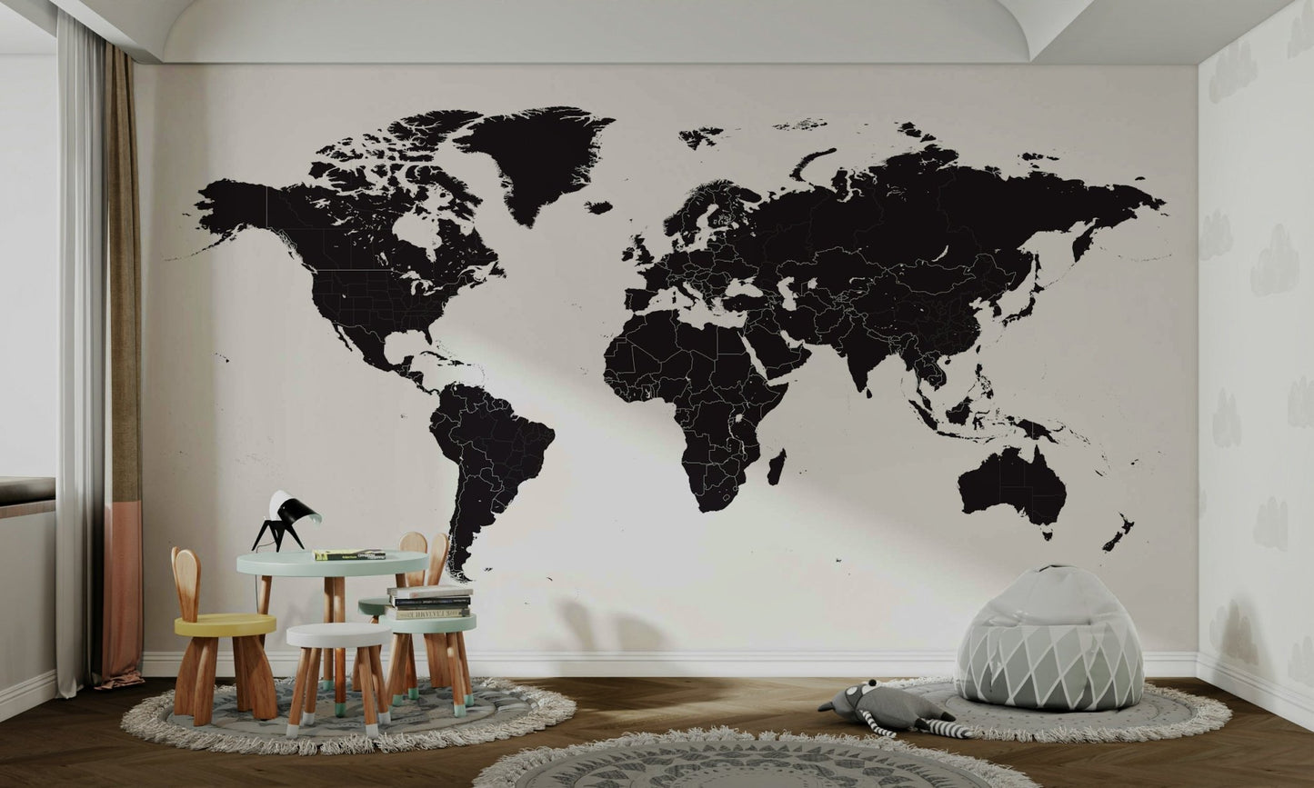 Simple global map mural wallpaper


