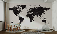 Simple global map mural wallpaper

