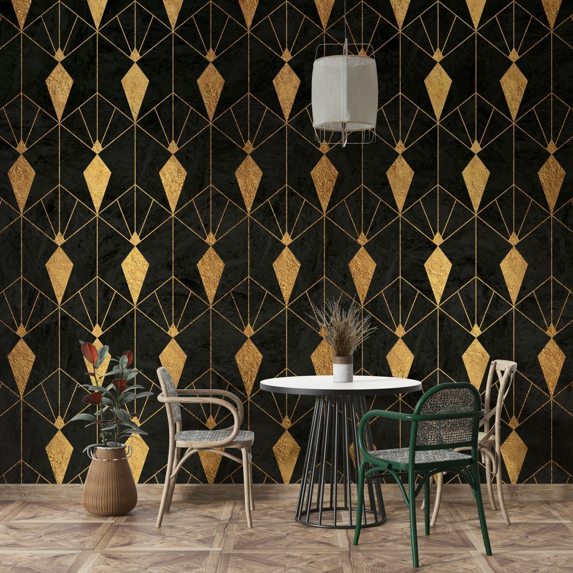 Sophisticated black Art Deco mural bringing timeless style

