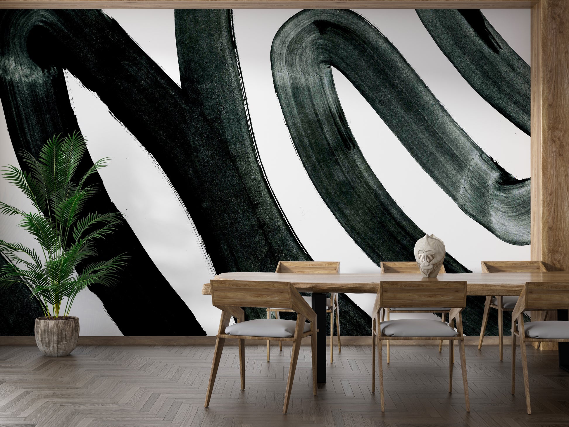 Black Brush Stroke Wallpaper Mural - Giffywalls