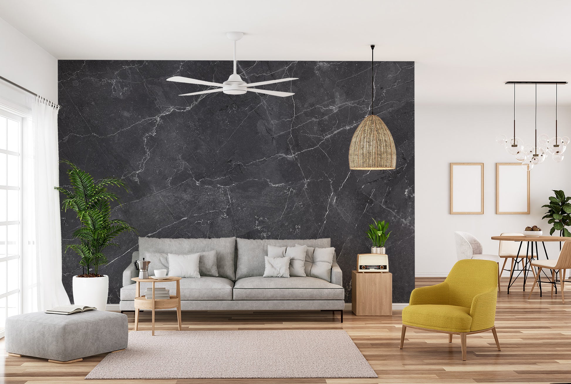 Black Gray Marble Wallpaper Mural - Giffywalls