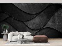 Stylish 3D black grunge mural pattern.