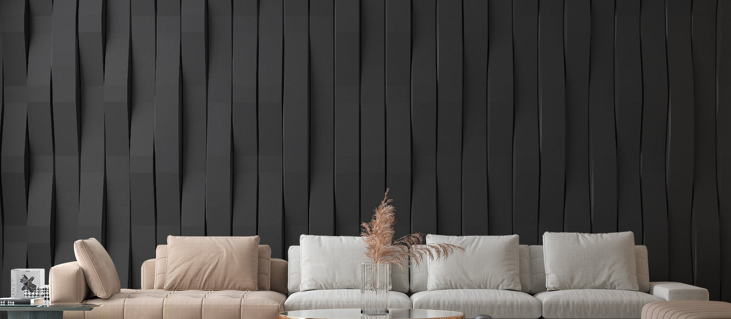 Black tiled mural for a bold and stylish wall aesthetic
