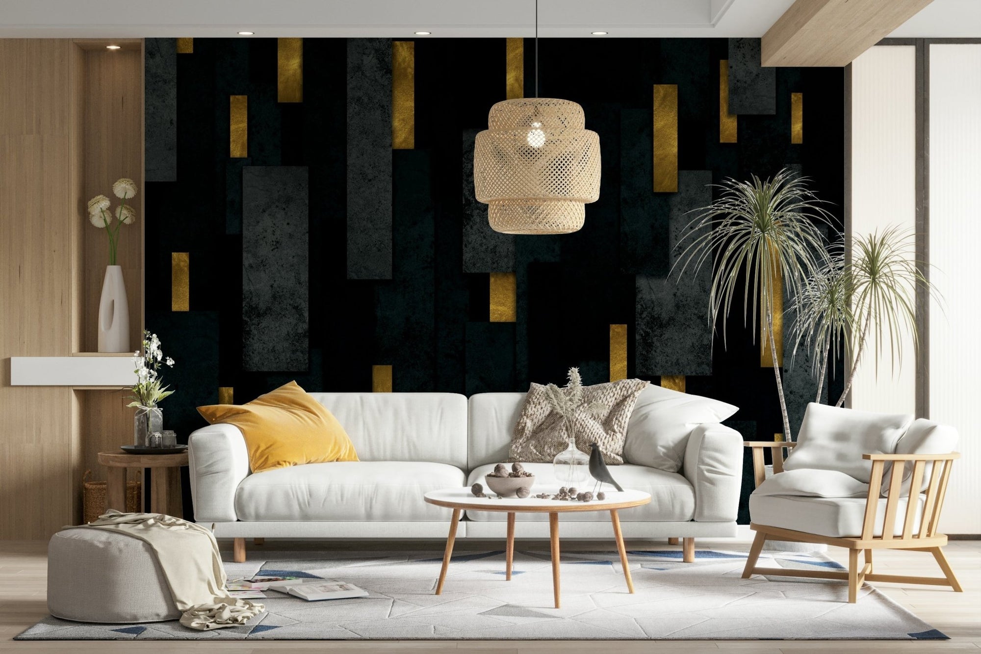 Black Urban Charcoal Spires Wall Mural with sleek spire design

