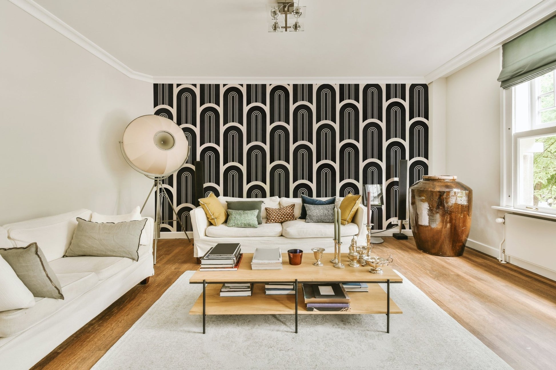 Black & White Art Deco Arches Wall Mural

