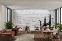 A calming modern design wallpaper mural that defines a space.


