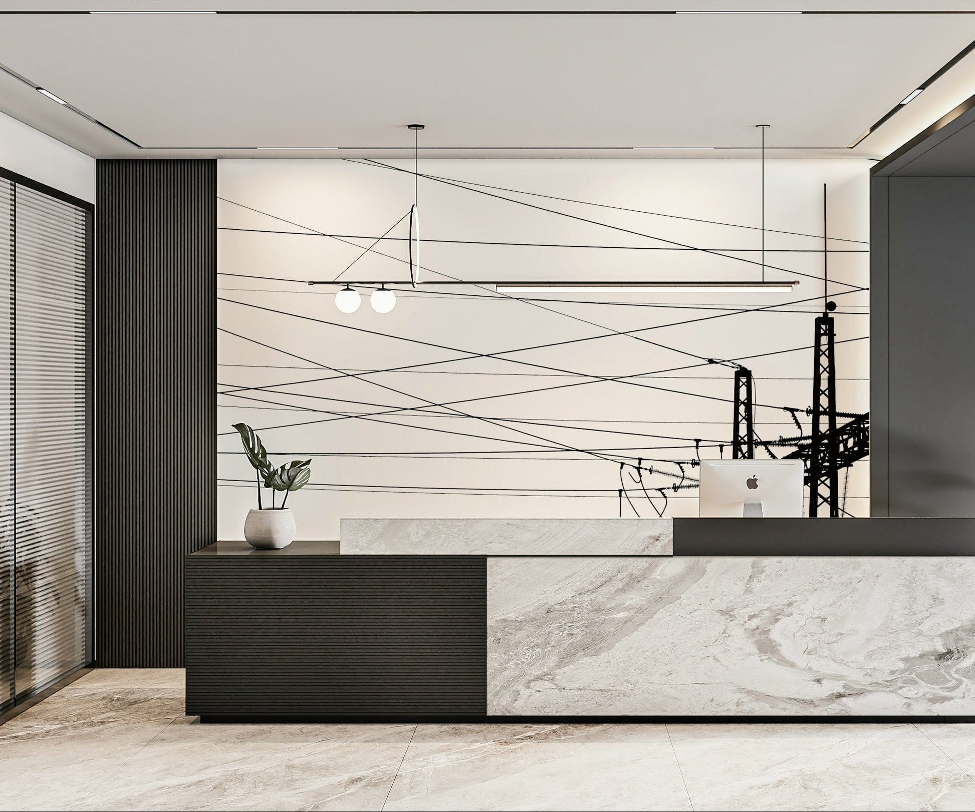 A beautiful industrial power wallpaper mural for a modern home.

