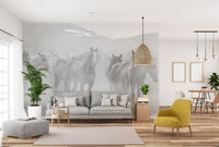 Black White Seven Horse Wallpaper Murals - Giffywalls