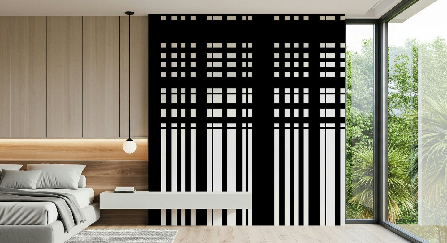 Minimal Black & White Stripes Wall Mural