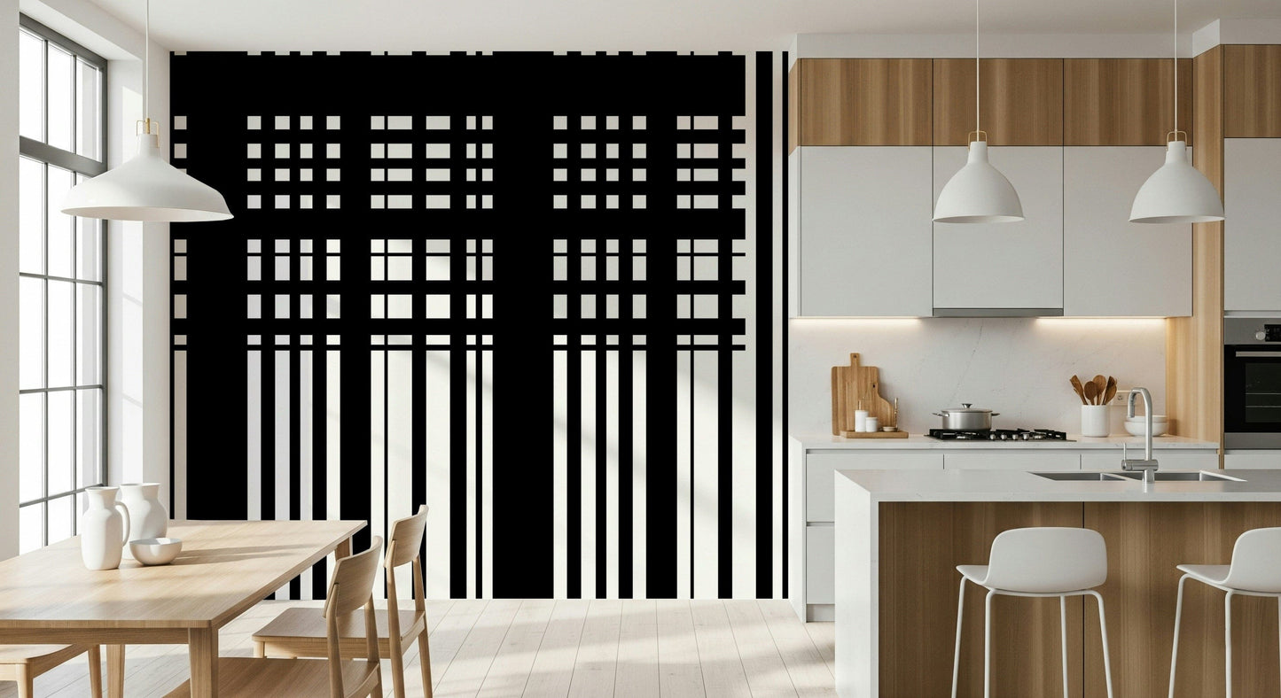Minimal Black & White Stripes Wall Mural