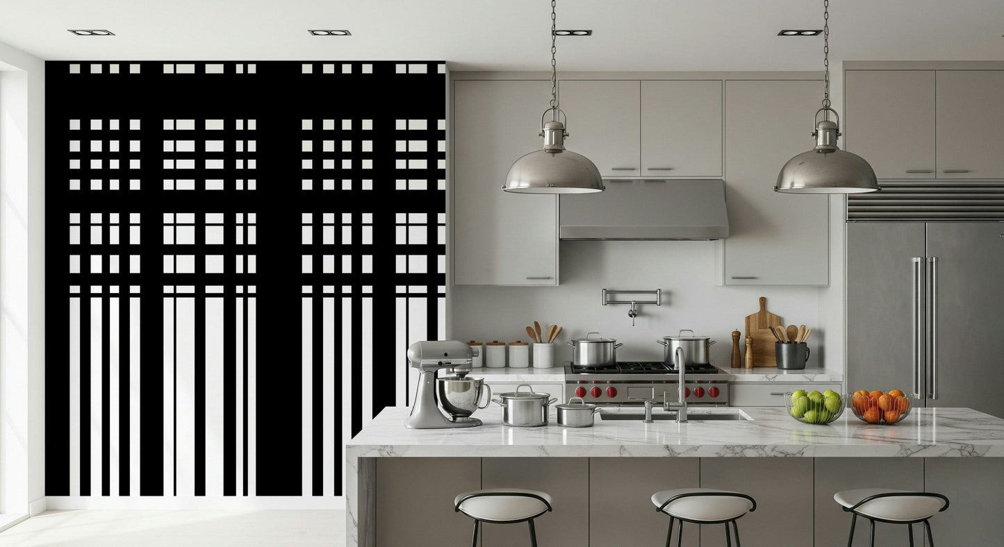 Minimal Black & White Stripes Wall Mural