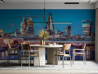 London cityscape mural featuring Blackfriars Bridge and skyscrapers

