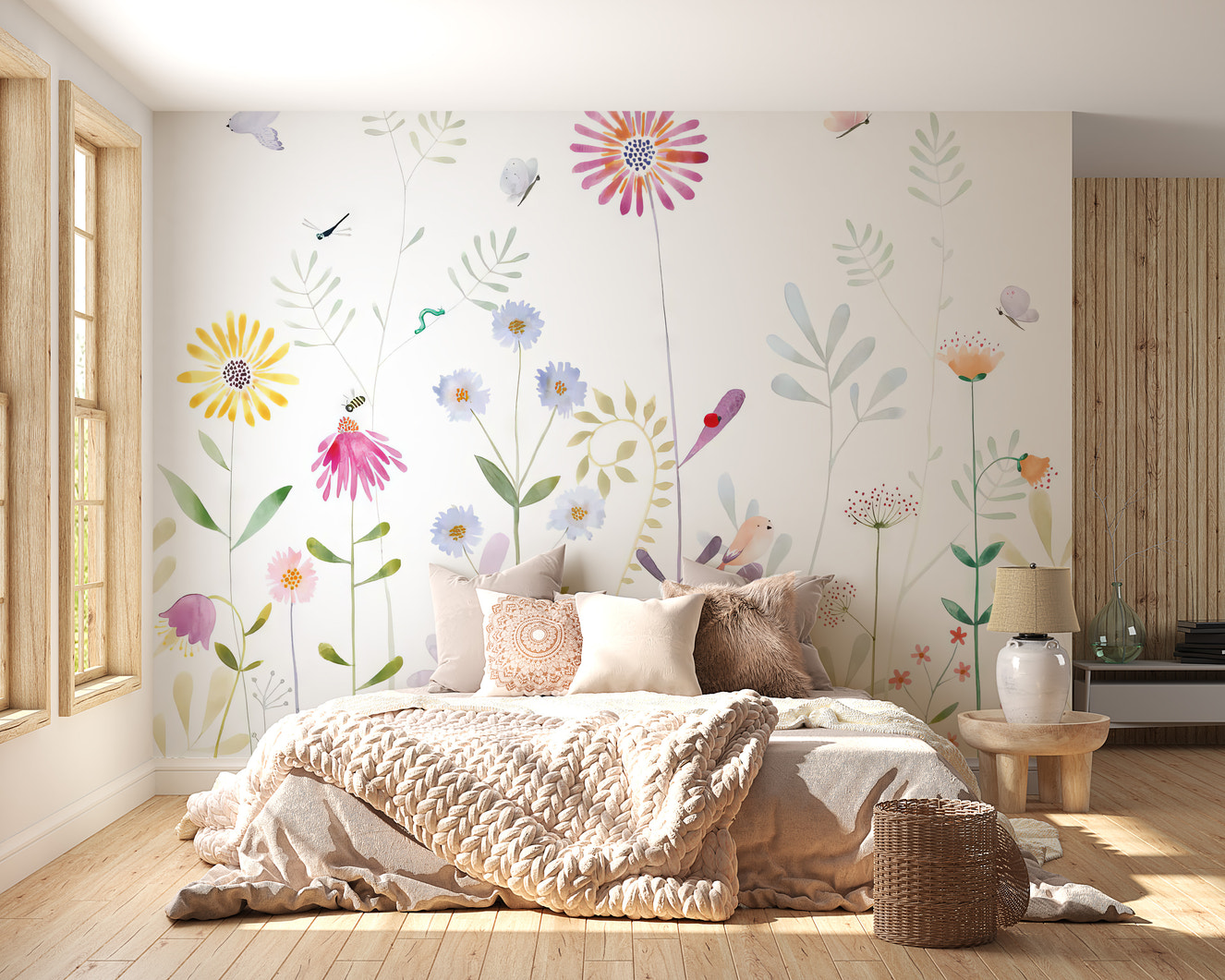 Bloom and Bird Wallpaper Mural