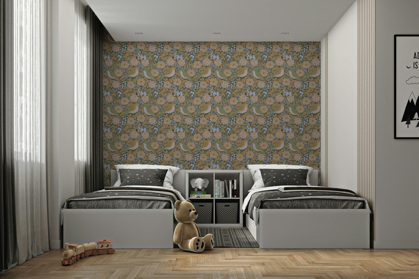 A beautiful gentle bloom wall mural for a living room.

