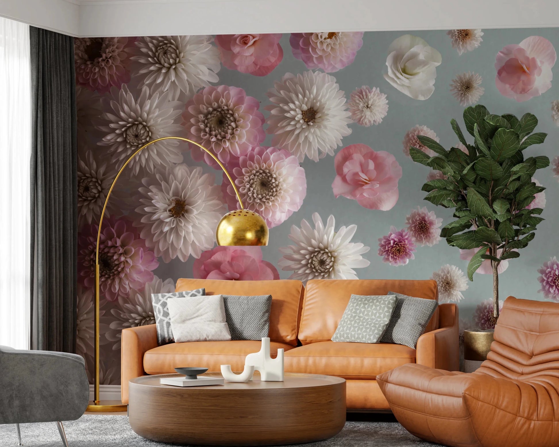 Bloom Bliss Wall Mural | Pastel Floral Design for Decor