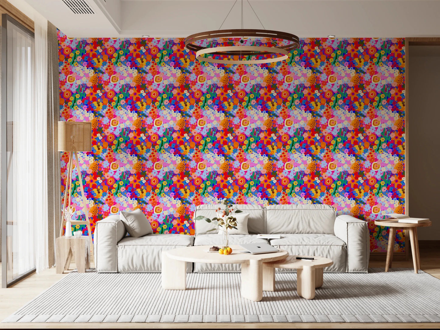 Matte Bloom Burst colour pop florals Wallpaper texture print