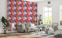 Ornate Bloom Burst colour pop florals Wallpaper illustration