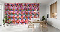 Modern Bloom Burst colour pop florals Wallpaper for stylish kitchen 